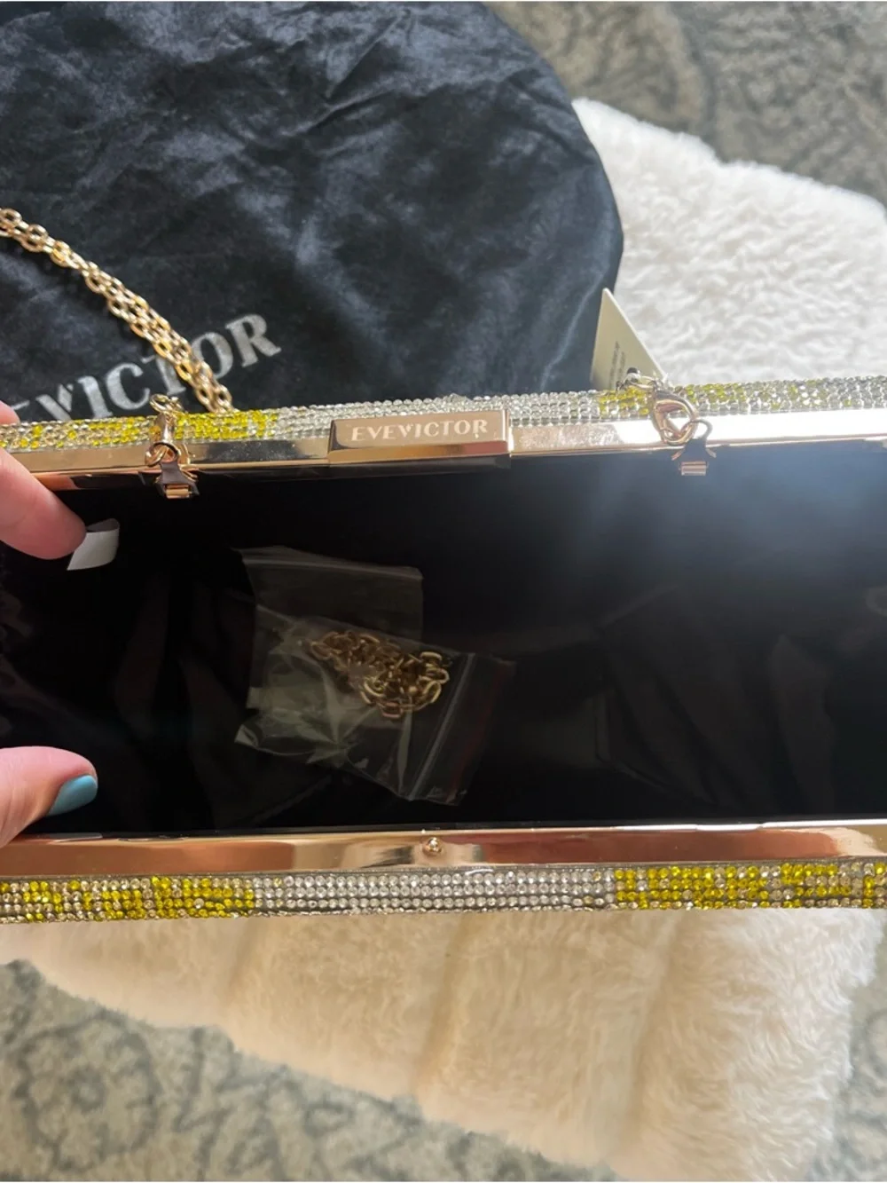 Yellow Crystal Beaded Fruit Design-Crossbody Bag/Clutch